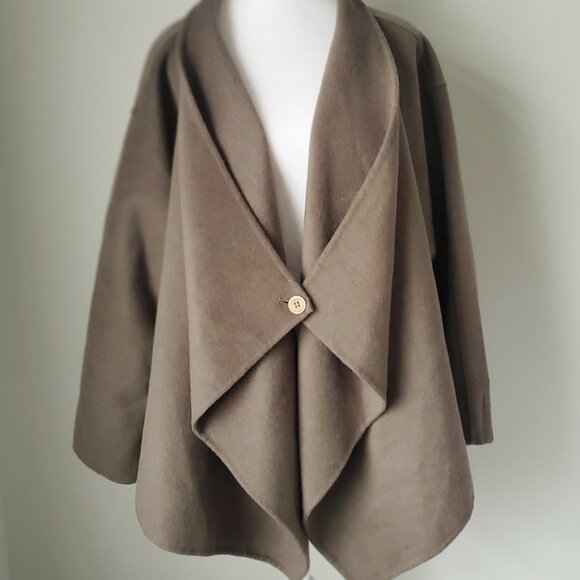 Cozy Fall Cape Jacket Wool Blend 3 in 1 Styles Neutral Beige cottagecore - Picture 14 of 14